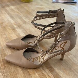 Sam Edelman Tan Pumps with Studded Straps